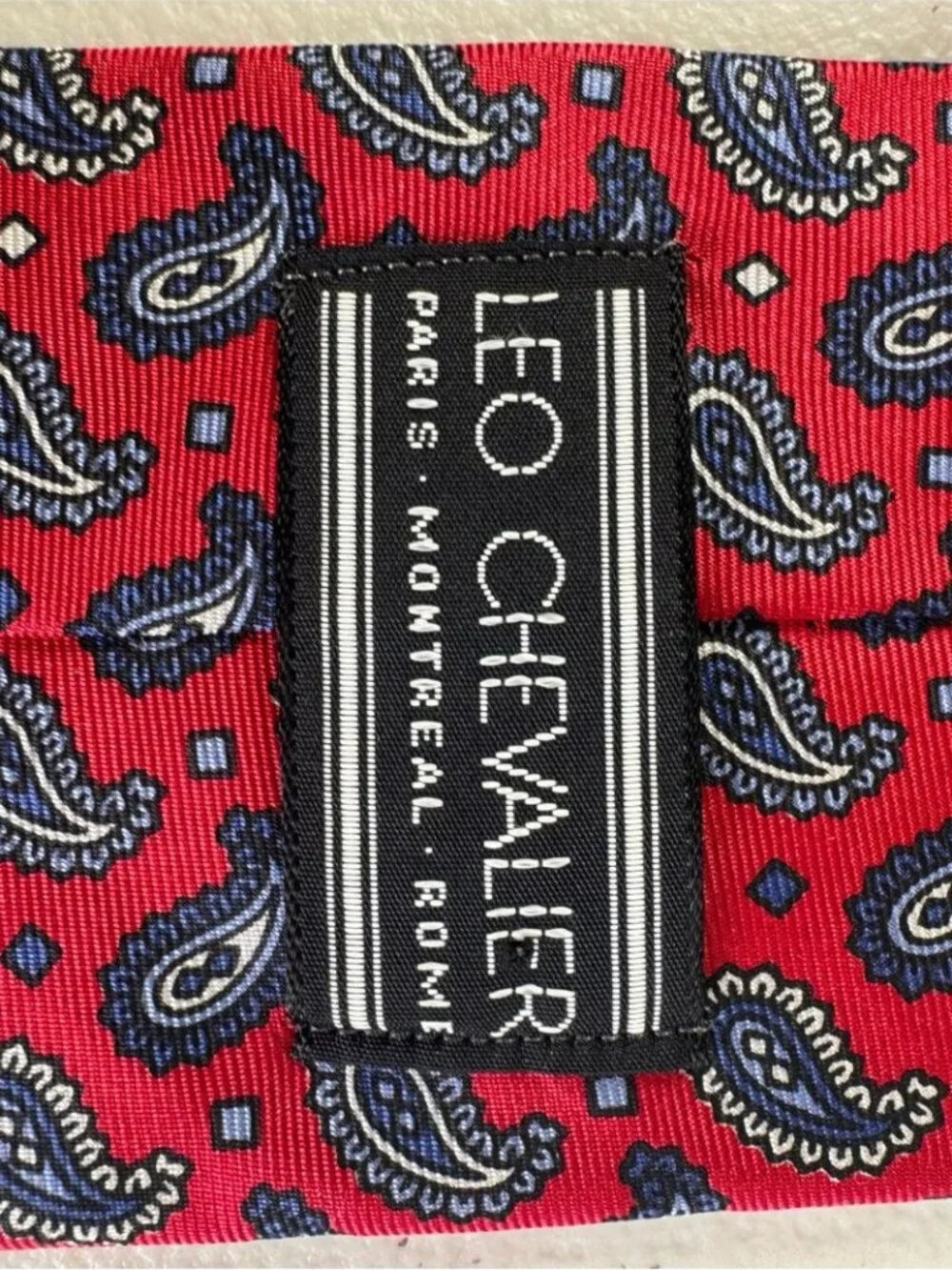 Leo Chevalier Red Paisley Silk Tie Classic Business Wedding Designer Necktie